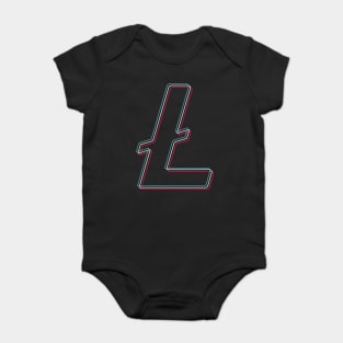 Litecoin blue pink glitch modern typography art gift Baby Bodysuit